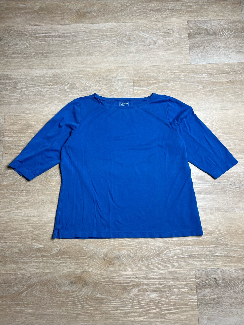 L. L. Bean, Blue Short 3/4 Sleeve Top, 100% Cotton, Women’s XL